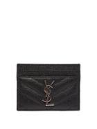 Saint Laurent - Ysl-plaque Quilted-leather Cardholder - Womens - Black