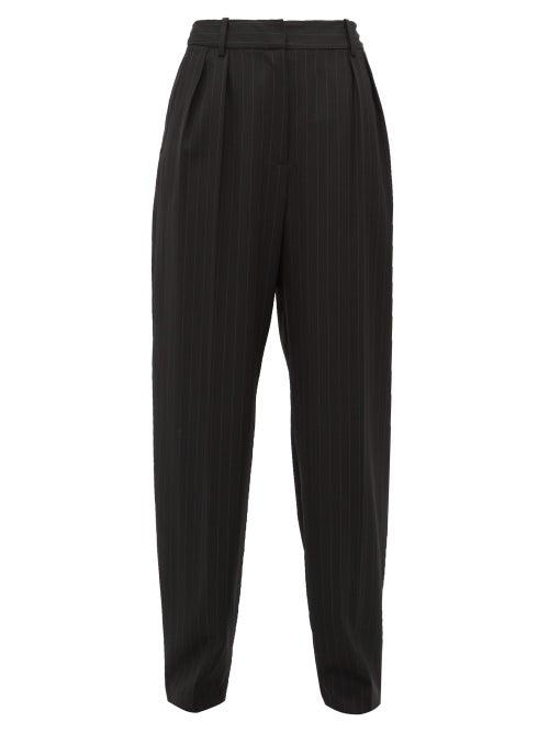 Matchesfashion.com Nili Lotan - Linda Pinstriped Wool Blend Tapered Trousers - Womens - Black White