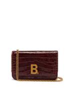 Matchesfashion.com Balenciaga - B. Mini Crocodile-effect Leather Cross-body Bag - Womens - Burgundy