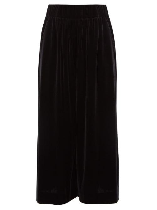 Matchesfashion.com Alexandre Vauthier - Velvet Wide Leg Culottes - Womens - Black