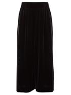 Matchesfashion.com Alexandre Vauthier - Velvet Wide Leg Culottes - Womens - Black