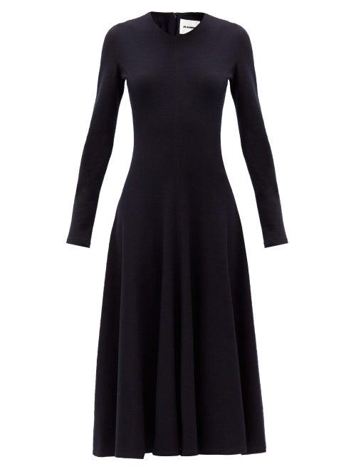 Matchesfashion.com Jil Sander - Wool-jersey Midi Dress - Womens - Navy