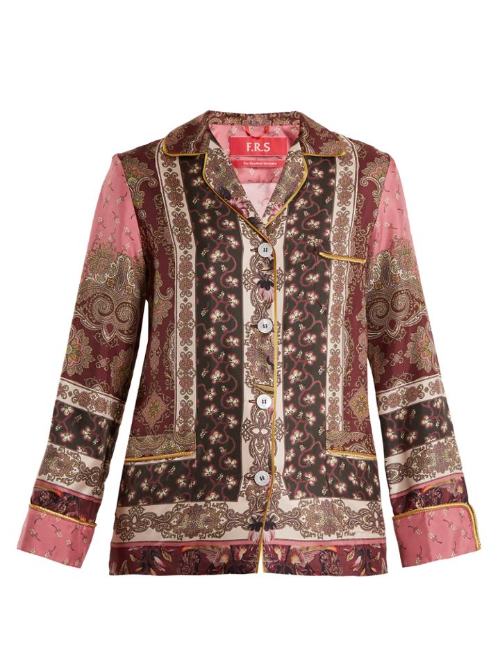 F.r.s - For Restless Sleepers Rea Russian Foulard-print Silk-twill Pyjama Shirt
