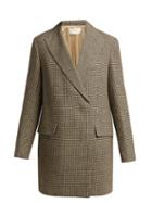 Matchesfashion.com The Row - Mewey Houndstooth Camel Wool Coat - Womens - Black White