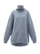 Matchesfashion.com Raey - Displaced-sleeve Roll-neck Wool Sweater - Womens - Blue