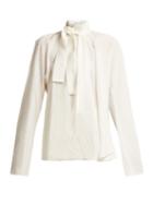 Matchesfashion.com Lemaire - Neck Tie Silk Blend Blouse - Womens - Ivory