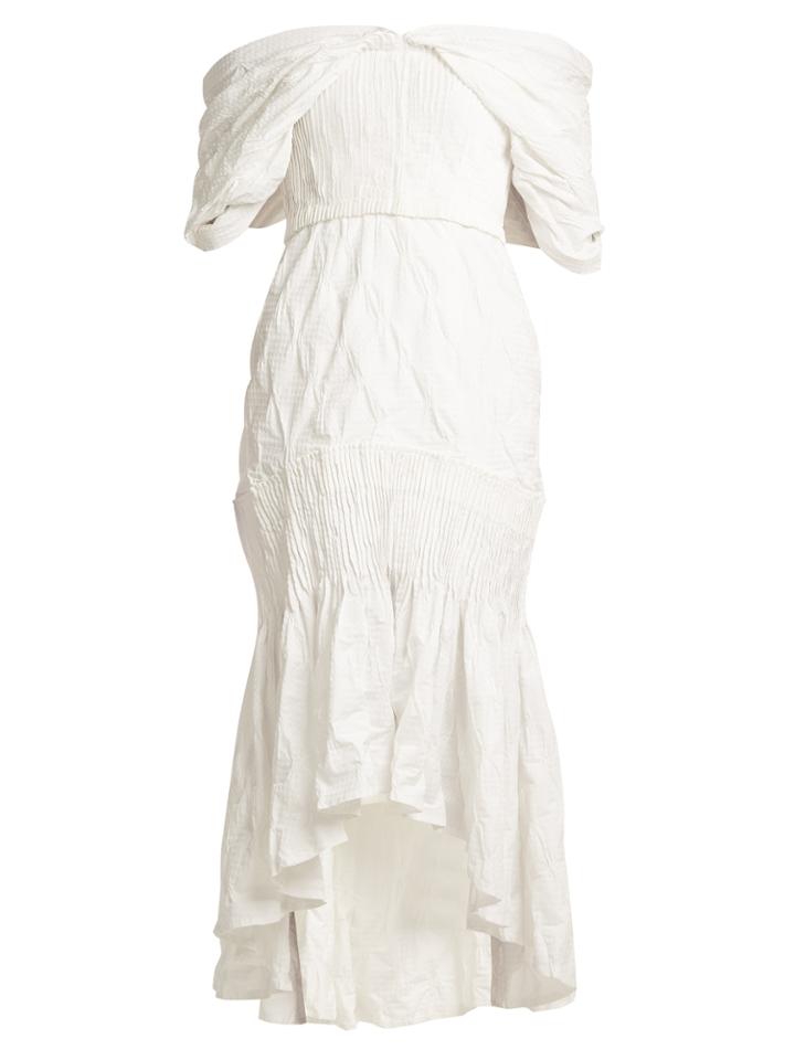 Jonathan Simkhai Smocked Off-shoulder Dress