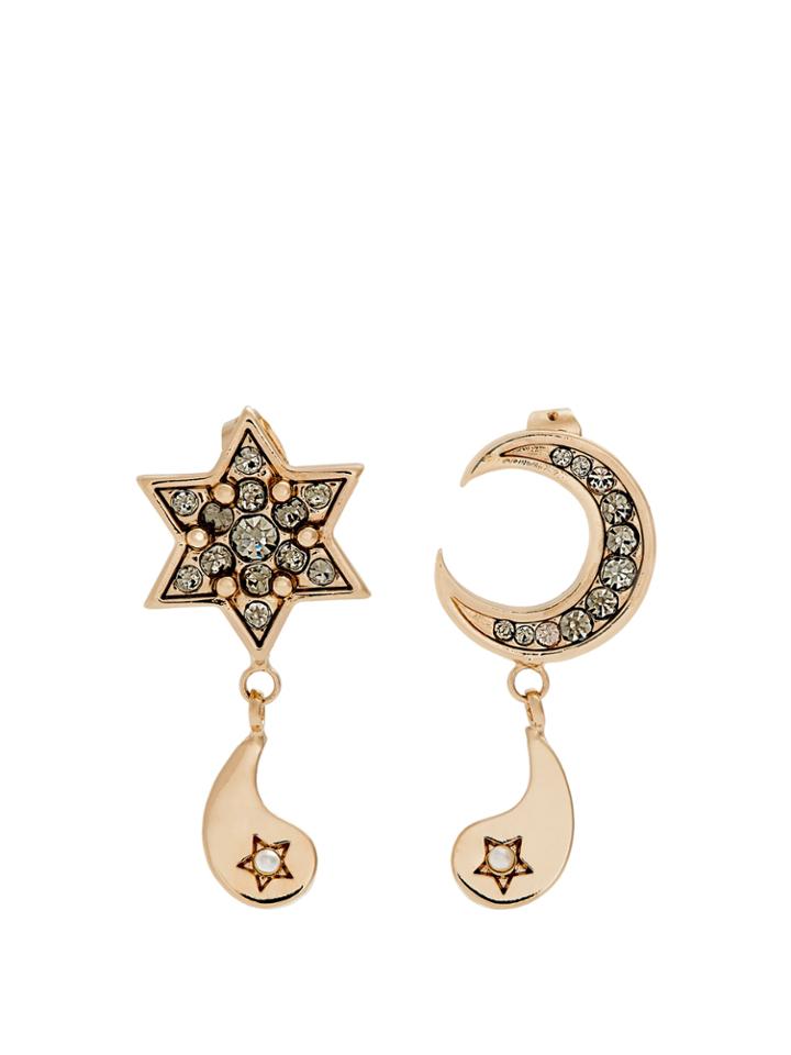 Etro Crystal-embellished Moon And Star Earrings