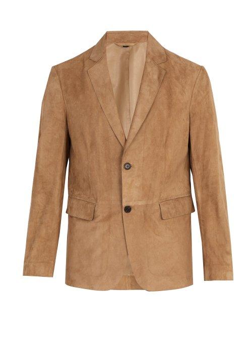 Matchesfashion.com Dunhill - Single Breasted Suede Blazer - Mens - Beige