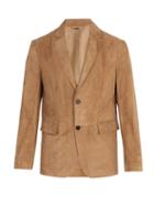 Matchesfashion.com Dunhill - Single Breasted Suede Blazer - Mens - Beige