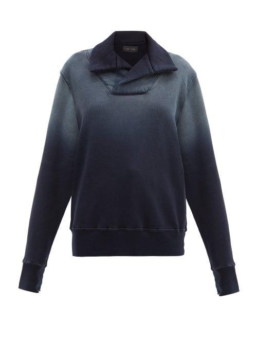 Matchesfashion.com Les Tien - Yacht Ombr-dyed Cotton-jersey Sweatshirt - Womens - Navy