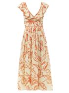 Matchesfashion.com Le Sirenuse, Positano - Frida Ruffled Floral-print Cotton Dress - Womens - Red Print