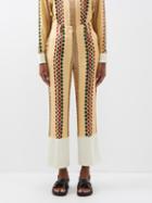Wales Bonner - Harmony Printed Satin Trousers - Womens - Beige Multi