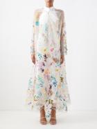 Ashish - Confetti-sequinned Silk-organza Cape - Womens - White Multi