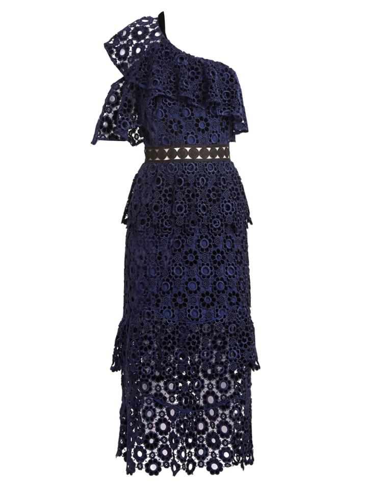 Self-portrait One-shoulder Tiered Floral-lace Midi Dress