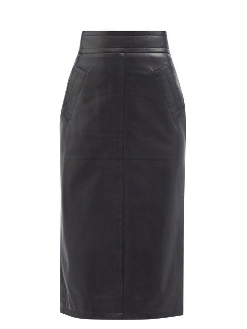 Tom Ford - High-rise Plong-leather Pencil Skirt - Womens - Black