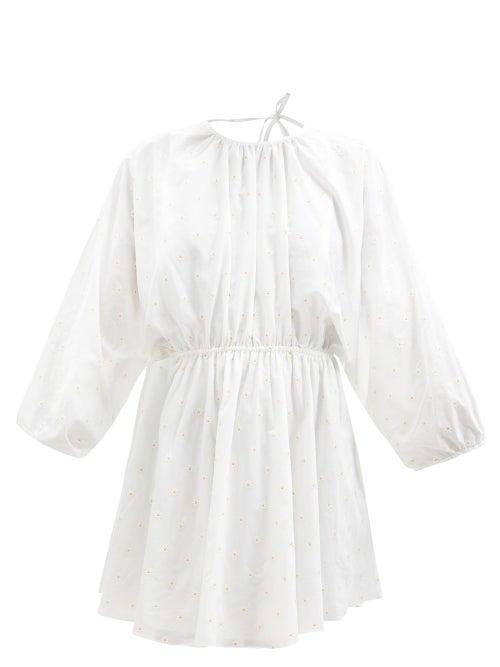 Loup Charmant - Kitta Daisy-embroidered Organic Cotton-blend Dress - Womens - White