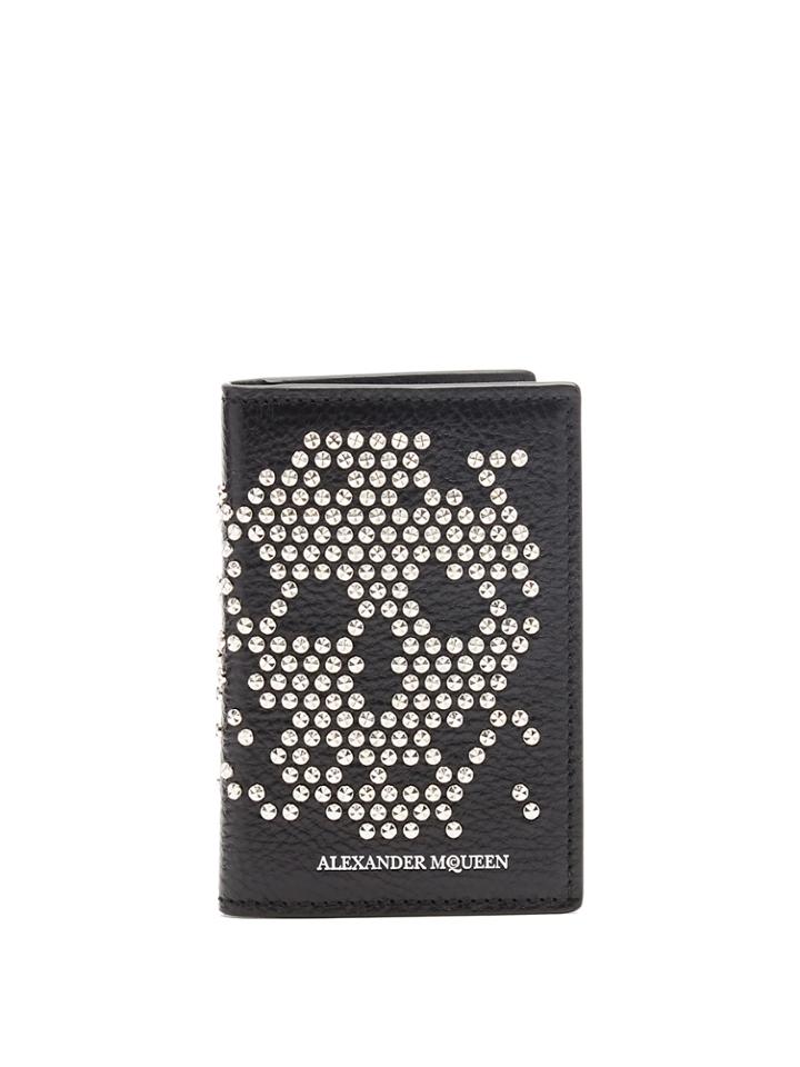 Alexander Mcqueen Studded Skull Bi-fold Leather Cardholder