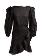 Matchesfashion.com Isabel Marant Toile - Telicia Ruffled Linen Mini Dress - Womens - Black