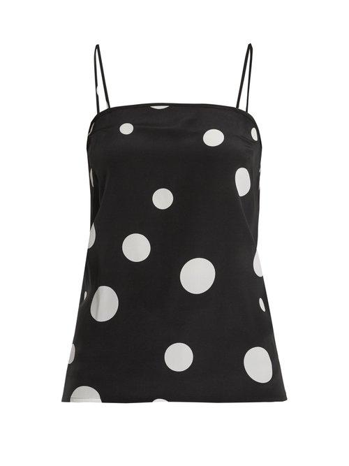Matchesfashion.com Racil - Pumpkin Dot Print Silk Cami Top - Womens - Black