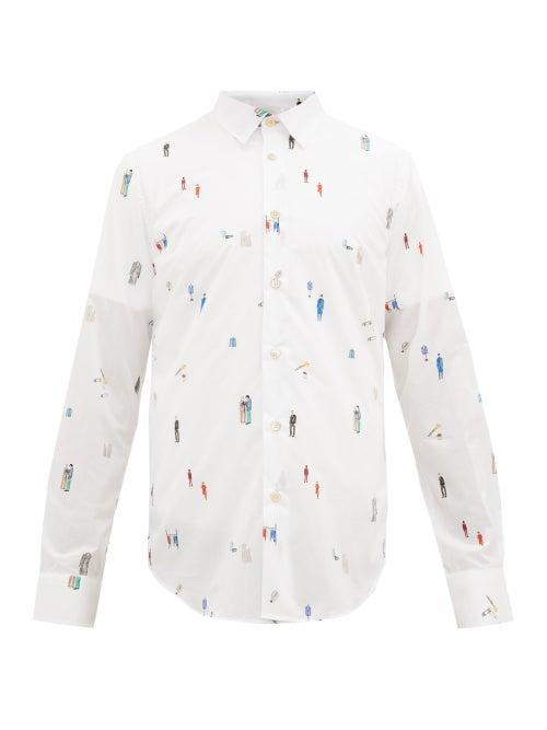 Matchesfashion.com Paul Smith - Tailoring-print Cotton Shirt - Mens - White