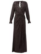 Matchesfashion.com Jonathan Simkhai - Sequin Embroidered Draped V Neck Gown - Womens - Black
