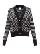 Allude - Striped Virgin Wool-blend Cardigan - Womens - Navy Stripe