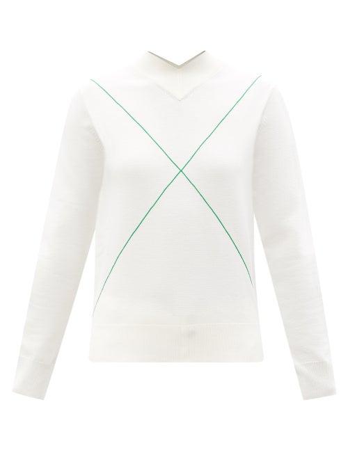 Bottega Veneta - V-neck Wool-blend Sweater - Womens - White