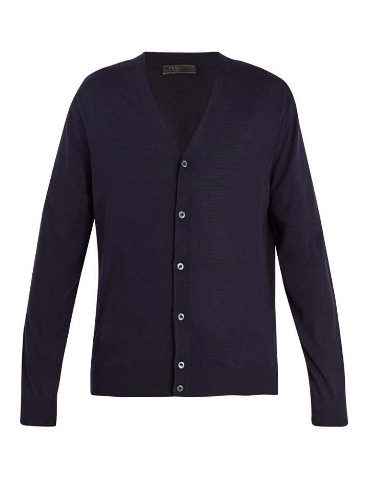 Prada Long-sleeved Button-front Wool Cardigan