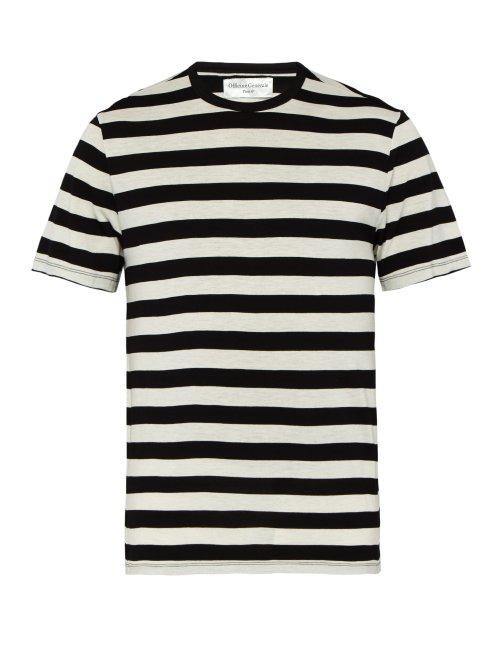 Matchesfashion.com Officine Gnrale - Striped Cotton Jersey T Shirt - Mens - White Black