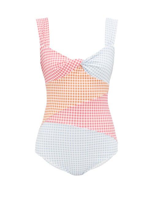 Matchesfashion.com Marysia - Sagaponak Patchwork Gingham Swimsuit - Womens - Multi