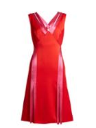Matchesfashion.com Versace - Contrast Trim Crepe Dress - Womens - Red Multi