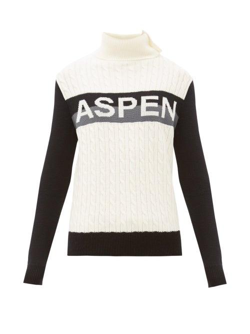 Matchesfashion.com Perfect Moment - Aspen Jacquard Cable Knit Wool Sweater - Womens - Grey