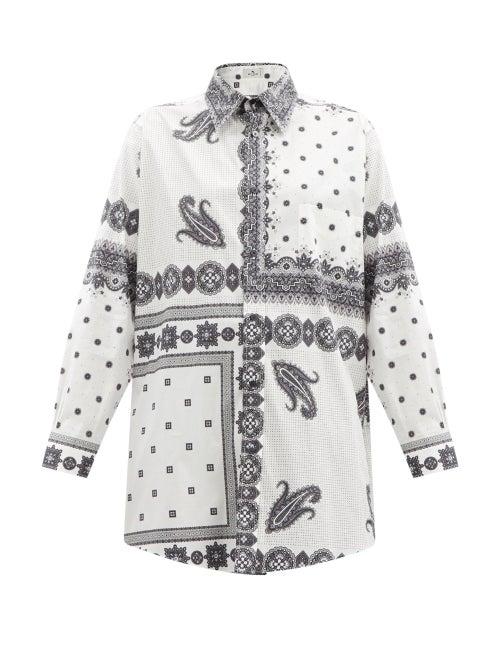 Matchesfashion.com Etro - Oversized Paisley-print Cotton-blend Poplin Shirt - Womens - White Black