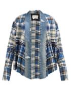 Matchesfashion.com Greg Lauren - Mixed Plaid Deconstructed Denim Cotton Shirt - Mens - Blue