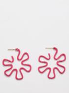 Bea Bongiasca - B Amarena Enamel, 9kt Gold & Silver Earrings - Womens - Pink Multi