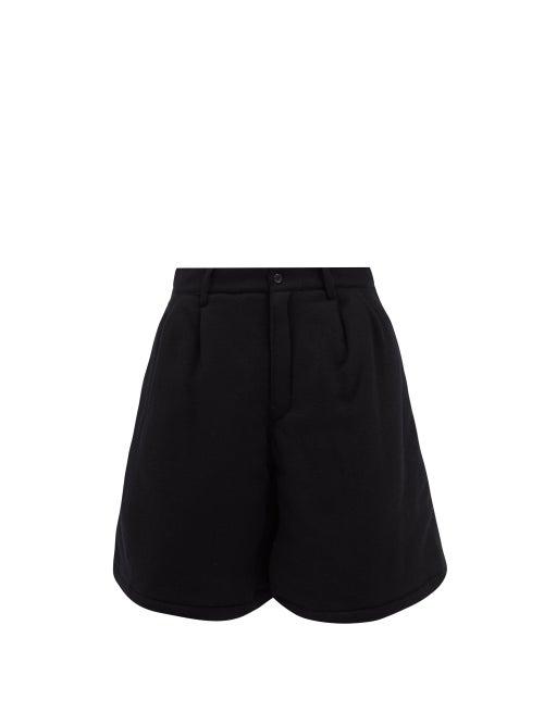 Comme Des Garons Shirt - Low-cut Padded Wool-flannel Shorts - Mens - Black