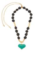Matchesfashion.com Tohum - Cuore Gold-plated Wooden Pendant Necklace - Womens - Black Multi