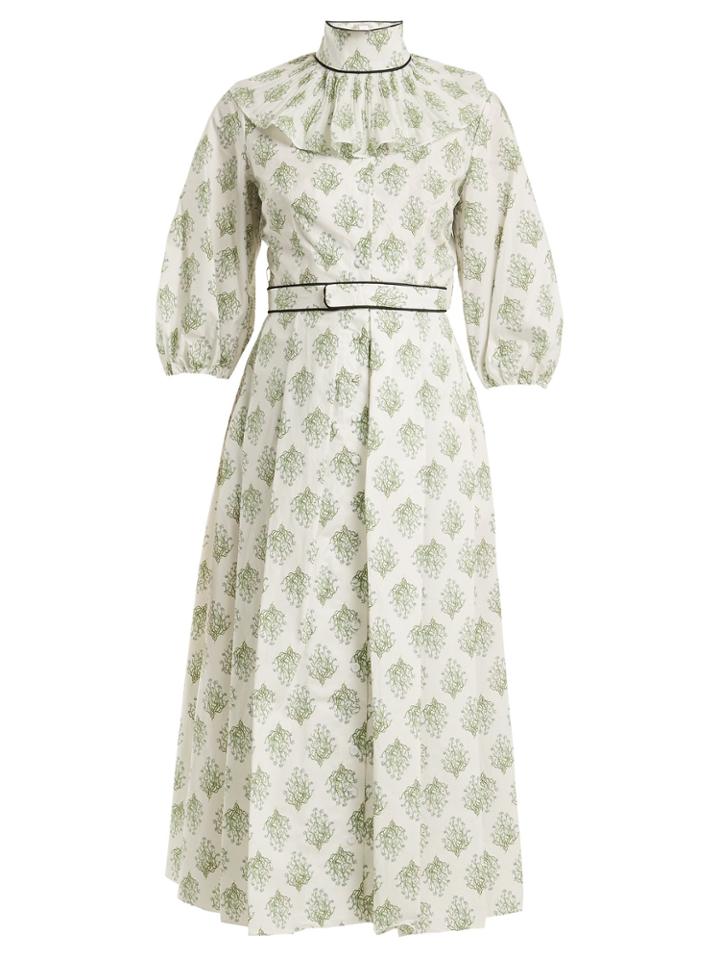 Emilia Wickstead Hilary Floral-print Balloon-sleeved Cotton Dress
