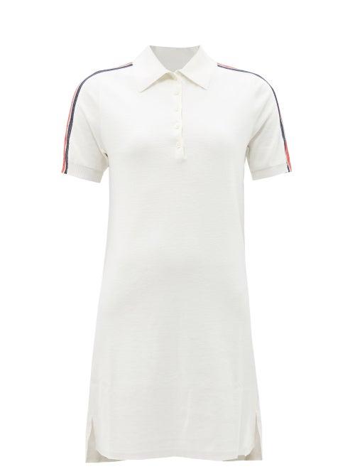 Thom Browne - Tricolour-stripe Silk-blend Jersey Polo Dress - Womens - White
