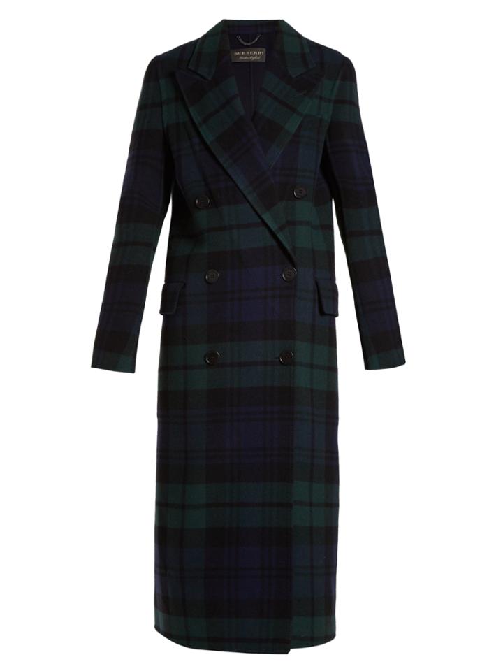 Burberry Double-breasted Tartan Wool-blend Coat