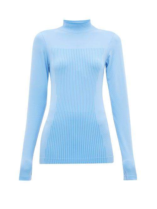 Matchesfashion.com Falke - High Neck Stretch Jersey Performance Top - Womens - Light Blue