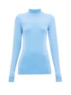 Matchesfashion.com Falke - High Neck Stretch Jersey Performance Top - Womens - Light Blue