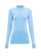 Matchesfashion.com Falke - High Neck Stretch Jersey Performance Top - Womens - Light Blue