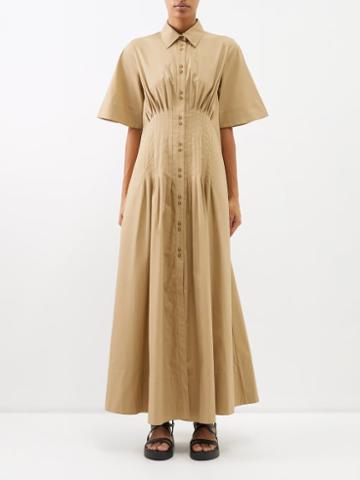 Lee Mathews - Oakley Cotton Shirt Dress - Womens - Camel