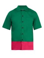 Ami Bi-colour Spread-collar Cotton Shirt