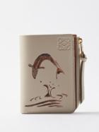 Loewe - X Bernard Leach Fish-print Leather Wallet - Womens - Beige