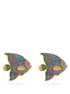 Matchesfashion.com Begum Khan - Nemo Crystal & 24kt Gold-plated Clip Earrings - Womens - Multi