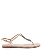 Matchesfashion.com Valentino Garavani - Maison Snake Crystal-embellished Suede Sandals - Womens - Nude