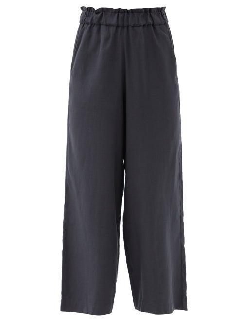 Matchesfashion.com Casa Raki - Natalia High-rise Canvas Wide-leg Trousers - Womens - Black